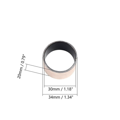 Heavy Duty 30mm Sleeve Bearing 34mm Od X 20mm Length Oilless Bushing Bronze Core For Machines dimensions and detail