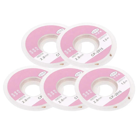 Premium Solder Wick Desoldering Braid Copper Wire 2mm Width 1.5 Meter Length Ideal For PCB Repair And Electronics Maintenance 5 Pack Pro Grade Soldering Tool