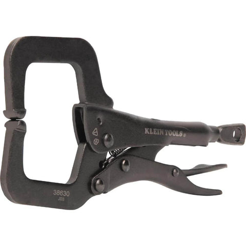 6 Inch C Clamp Locking Pliers With Standard Jaws And Intuitive Thumb Knob For Home Shop And Woodworking Projects, black finish.