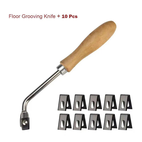 Heavy Duty Floor Welding Slot Knife With Solid Beech Handle And Razor Sharp Steel Blade Geared Up For Slick Pvc Vinyl And Rubber Grooving Projects That Run Smooth With Zero Hassle with 10 plastic spacers.