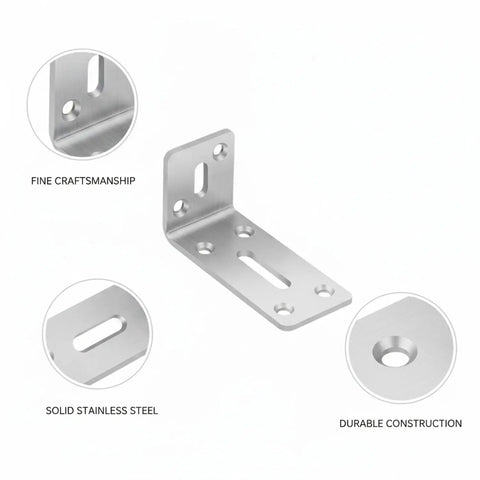 Sturdy 3.15 Inch Stainless Steel L Shaped Bracket Wall Mount for Floating Shelves with visible screw holes and finish details