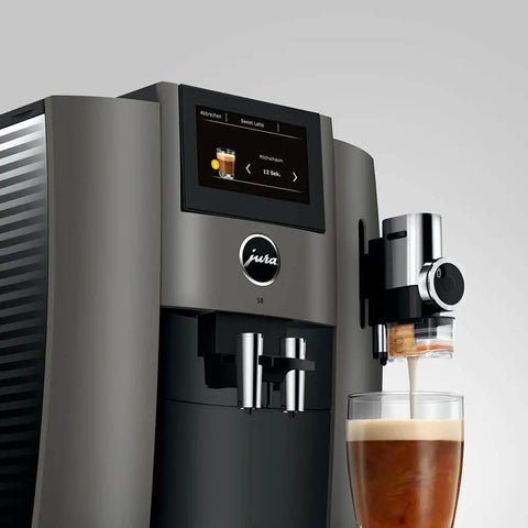 Premium Smart Automatic Coffee And Espresso Machine Featuring One Touch Brewing Sweet Foam Syrup Function That Hits Different being used to brew espresso.
