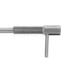 Hella Sturdy Spring Loaded Latch Pin Stainless Steel Indexing Plunger With L Handle and Retractable Shaft in M8X125 size viewed from the side.
