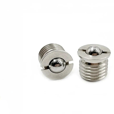 Heavy Duty 304 Stainless Steel Flanged Spring Ball Plunger With Badass Grip Press In Bead Wave Screw For M5 Hardware front view.