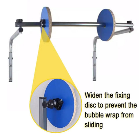 Wall Mounted Bubble Wrap Dispenser For Packing And Shipping with adjustable fixing disc for various widths.
