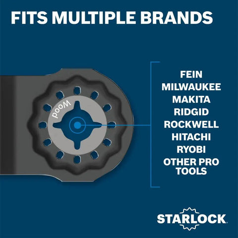 Starlock Oscillating Multi-Tool Bi-Metal Blade 1-1/4 In OSL114JF-3 3-Pack fits multiple brands like Fein, Makita, Ryobi.