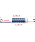 Heavy Duty Recliner Tension Springs Two Pack Four Inch Five Eighth Replacement Hardware For Couch And Sofa Mechanism Repair Rock Solid Parts That Snap Straight Into Place Silver Steel Coil, showing size details.