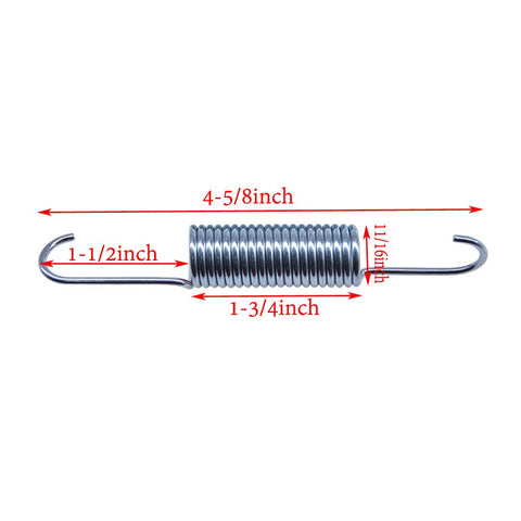 Heavy Duty Recliner Tension Springs Two Pack Four Inch Five Eighth Replacement Hardware For Couch And Sofa Mechanism Repair Rock Solid Parts That Snap Straight Into Place Silver Steel Coil, showing size details.
