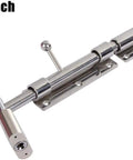 Heavy Duty Stainless Steel Barrel Bolt Latch Built Tough Silver Slide Lock for Outdoor Patio Gates, 8 inch design.