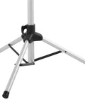Rock Solid Three Point Bike Repair Stand And Display Rack With Adjustable Height and Nonslip Feet showing sturdy aluminum legs and base for stability.