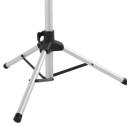 Rock Solid Three Point Bike Repair Stand And Display Rack With Adjustable Height and Nonslip Feet showing sturdy aluminum legs and base for stability.