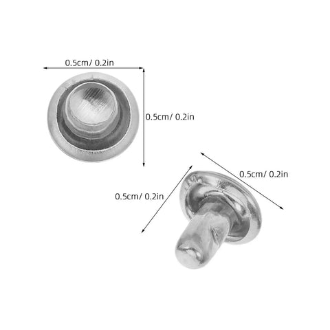 Double Cap Leather Rivets Snap Fasteners Kit Silver 100 Sets For Leather Crafting Handbags Belts And Bags With Easy Hand Install No Tool Required Decorative Metal Snaps 0.5cm