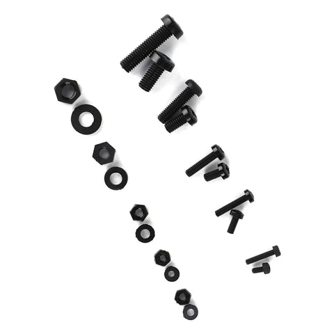 270 Piece Nylon Screw Nut Washer Kit M5 Rustproof Insulated Fasteners For Electrical And Mechanical Projects Black Durable Polyamide Set With Organized Storage And Grab And Go Versatility, black M5 screws, nuts, and washers on white