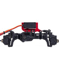 Beefy Axle Mounted Servo Bracket For 1 To 10 RC Crawler, SOA 4 Link Suspension, CNC 7075 Aluminum, Black Finish, TRX4 Style Rear View