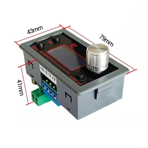 All In One Stepper Motor Controller Driver With LCD Display For Industrial Automation Forward And Reverse Pulse Control Manual And Auto Mode Serial Communication Compact Gray Enclosure 79x43x41mm
