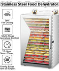 Rock Solid Stainless Steel Freeze Dryer Machine With Dual Airflow Fans Tempered Glass Front Panel and Precision Heat Setting for Even Drying.