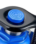 VEVOR air hydraulic bottle jack with blue top cap; close-up view