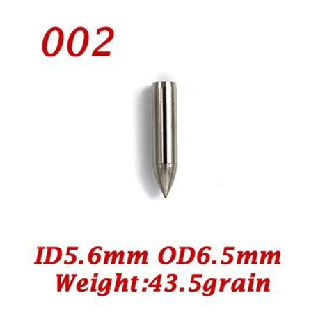 Stainless steel arrow tip, model 002, with dimensions ID5.6mm and OD6.5mm, from 20 Pack Glue On Archery Arrow Tips For Bamboo And Wooden Arrows, Stainless Steel Field Points For Target Practice, Durable, Easy Install, High Penetration, Long Lasting Arrowhead Set For DIY Arrows