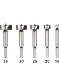 Professional Five Piece Self Centering Hole Saw And Forstner Drill Bit Set For Hardwood Plywood And Plastics delivering smooth cuts, featuring sizes 15-35mm.