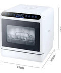 Compact Countertop Dishwasher With No Fuss Setup And Full Auto Dry Slickly Delivers 360 Degree Swirly Spray Fruit Rinse Function Alongside Four Wash Modes Designed For Cramped Kitchens And Outdoors, white, 41x46cm.