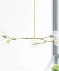 Matte Gold Five Light Adjustable Chandelier Pendant With Clear Glass Shades Dope Modern Ceiling Lighting Fixture