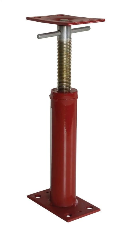Heavy-Duty Basement Floor Jack With 16 Inch Lift Height And 9,738 Pound Capacity In Red Steel, Telescoping Brace For Precise Beams Leveling