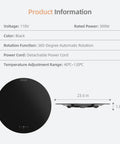 24 Inch Round Electric Food Warmer With Automatic 360 Degree Rotating Turntable Tray And Adjustable Temperature Control in black finish.