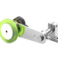 Measuring Wheel, Fixed Installation Bracket, durable alloy construction with green wheel for stable mounting.