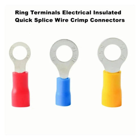 Product image of Kick Your Wiring Game Up With This 175 Piece Insulated Electrical Wire Connector Kit Packed With Butts Ring Lugs And Crimp Terminals For All Your Auto Or Home DIY Projects That Need A Solid Crimp Every Single Time, three insulated ring terminals