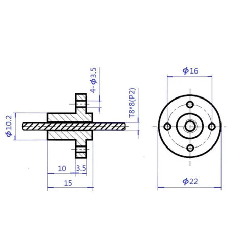 T8 Trapezoidal Lead Screw Kit With Linear Guide Shaft Support Set Featuring Stable Transmission Low Noise And Smooth Operation In Complete Integrated Assembly For Precision Projects, dimensioned bearing housing drawing