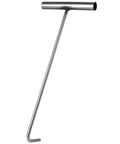 Stainless Steel T Hook Well Cover Hook For Manholes Pro Grade Heavy Duty Lift Tool, angled view of ergonomic handle and hook tip.