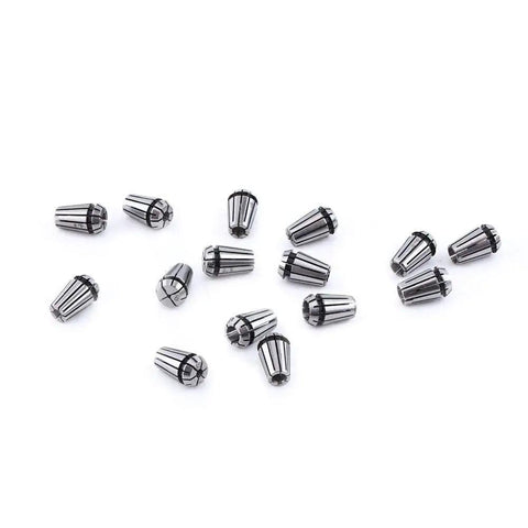15-piece ER11 collet set for CNC milling and lathe tools, pro grade, precision ground, heat-treated, range 1mm to 1/8 inch, engraving accessories