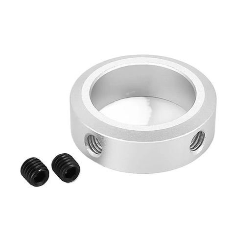 Heavy Duty Aluminum Alloy Fixed Locking Limit Ring Anodized Finish Precision Mechanical Stop Shaft Spacer Industrial Machine Single Slotted Clamp Design, silver with set screws