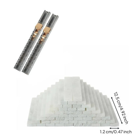Industrial Marking Pencil and Soapstone Marker for Metal Fabrication with rulers and stacked soapstone blocks