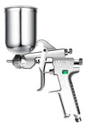 Professional Grade Pneumatic Paint Sprayer With 1.3 Atomization And Top Fill Nozzle Complete Kit detailed view of spray gun with cup.
