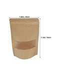 Kraft Paper Stand Up Pouches With Clear Window Pack Of 50 Reusable Sealable Bags for food packaging and pantry organization, 7.86 x 11.8 in