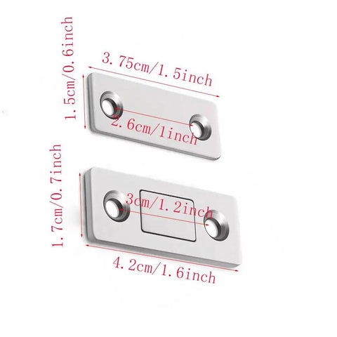 4 Pack Cabinet Magnetic Door Catch Set With Stainless Steel Shell showing dimensions of 1.5cm by 4.2cm at different angles
