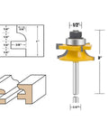 Three Piece Router Bit Set With One Quarter Inch Shank For Ogee Rail And Stile Cabinet Doors detail and dimensions illustration
