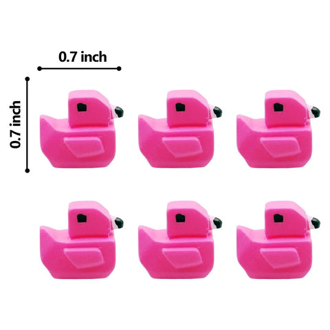 6 pink flamingo-shaped decorative toppers, 0.7 inch size, for Flamingo Magnetic Door Hinge Heads Set 6 Fun Miniature Decorative Toppers for Doors and Metal Surfaces Quirky Cottage Style Home Decor That Adds Playful Personality, arranged in grid format.