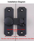Installation diagram of Heavy Duty Stainless Steel Flip Hasp Latch With Foolproof Auto Return Action for barn doors.