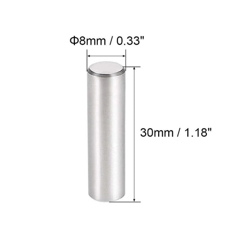 Ten Pack 8mm By 30mm Stainless Steel Dowel Pins Set For Shelves And Fastening, Durable 304 Grade Cylindrical Shelf Support Pin in Silver Tone