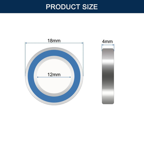 HiPicco 6701-2RS deep groove ball bearing; 12mm ID, 18mm OD, 4mm width, blue rubber seal, chrome steel, 10 pcs