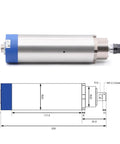 Powerful 1.5KW ER16 D65 110V Air Cooled Spindle Motor Kit with dimensional diagram