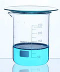 Lab Watch Glass Set With Beaker Cover Lids, 3.9 Inch Diameter, thickened high transparency glassware on beaker with blue liquid