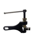 Front view of motorcycle chain breaker tool with long T-handle, black steel