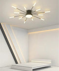 Starburst Style Modern Semi Flush Mount Ceiling Light With Acrylic Finish Close To Ceiling Gold Tone 12 Light Fixture Bulbs Included Perfect For Bedroom Living Room Dining Room Kitchen And Bathroom