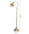 Vintage Tiffany Style Floor Lamp With Grape Stained Glass Shade Arched Gooseneck Reading Light On Bronze Pole Corner Standing Design
