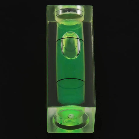Ycauty 5PCS Small Bubble Level 15*15*40MM Mini Square Spirit Level Picture showing a clear green acrylic spirit level.