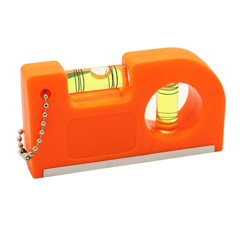 Spirit Level Tool Small Pocket Level with 2 Bubble Spirit Leveler Metal Keychain 3PCS in bright orange with locking dial vial.