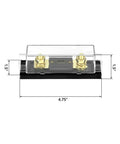 250A Inline ANL Fuse Holder Pack Of 4 For Car Audio Amplifiers, 0, 2, And 4 Gauge Wiring, Corrosion Resistant Terminals, High Temp ABS Base, Crystal Clear Lid For Quick Fuse Status, Includes 2 Mounting Holes, 4.75 x 1.5 in
